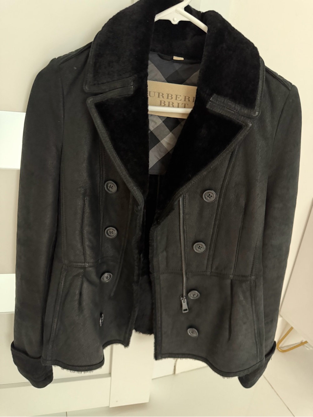 Burberry Black Shearling-Lined Leather Jacket